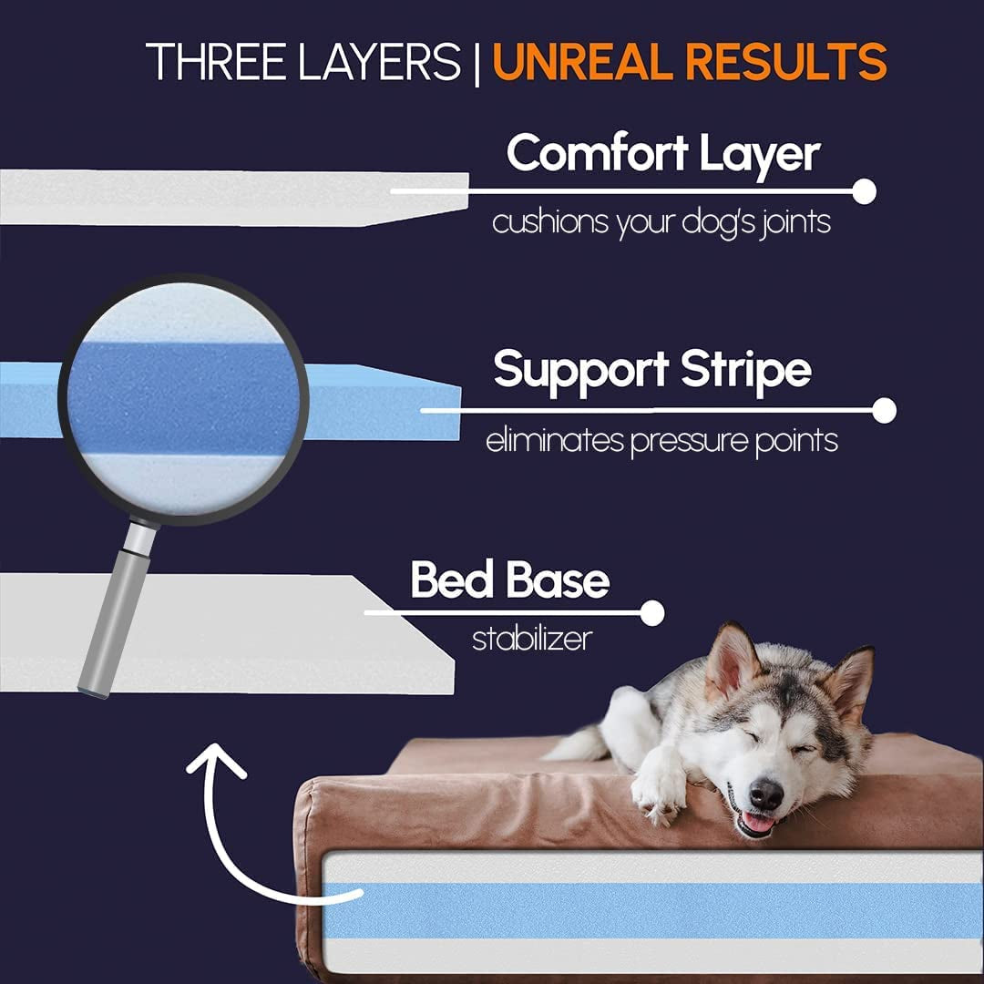 Barker Beds Sleek Giant Dog Bed (Giant, Chocolate) – 7" Thick Soft & Comfortable Orthopedic Cushion – Big Dog Bed – Durable & Washable Microsuede Cover – Made in USA