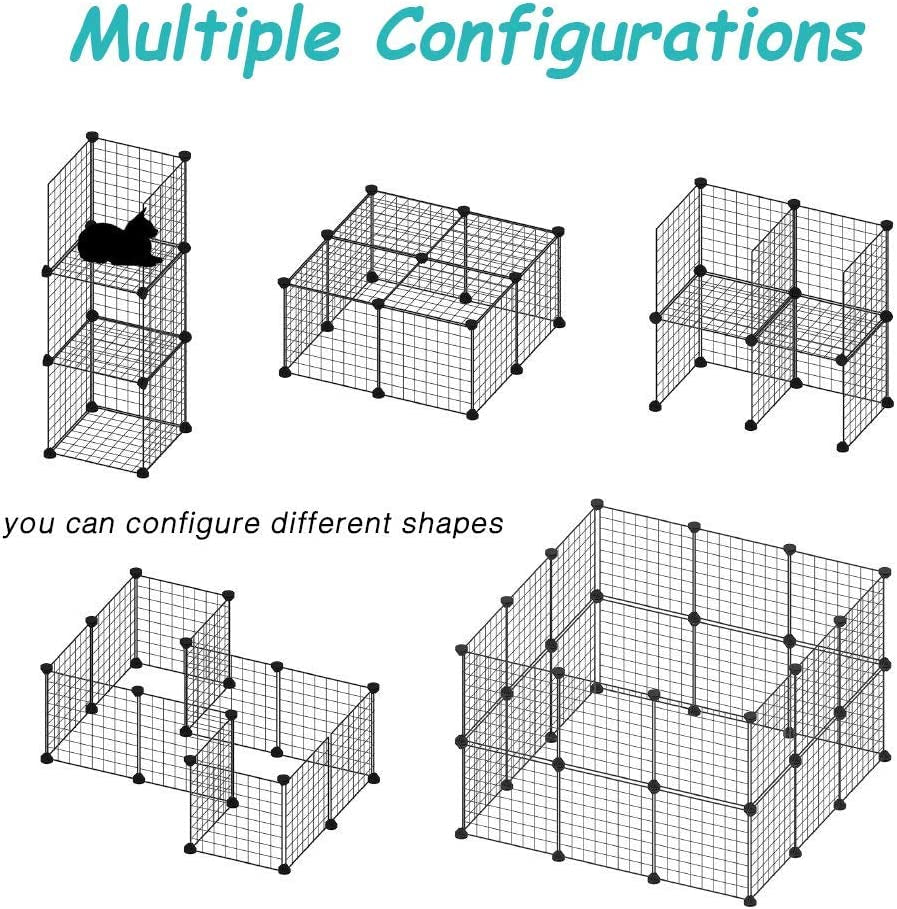 Small Animal Playpen/Cage for Indoor Outdoor Use, Portable Metal Wire Yard Fence for Guinea Pigs, Bunny, Turtle, Hamster, Blanket, 12 Panels (11.8X11.8)