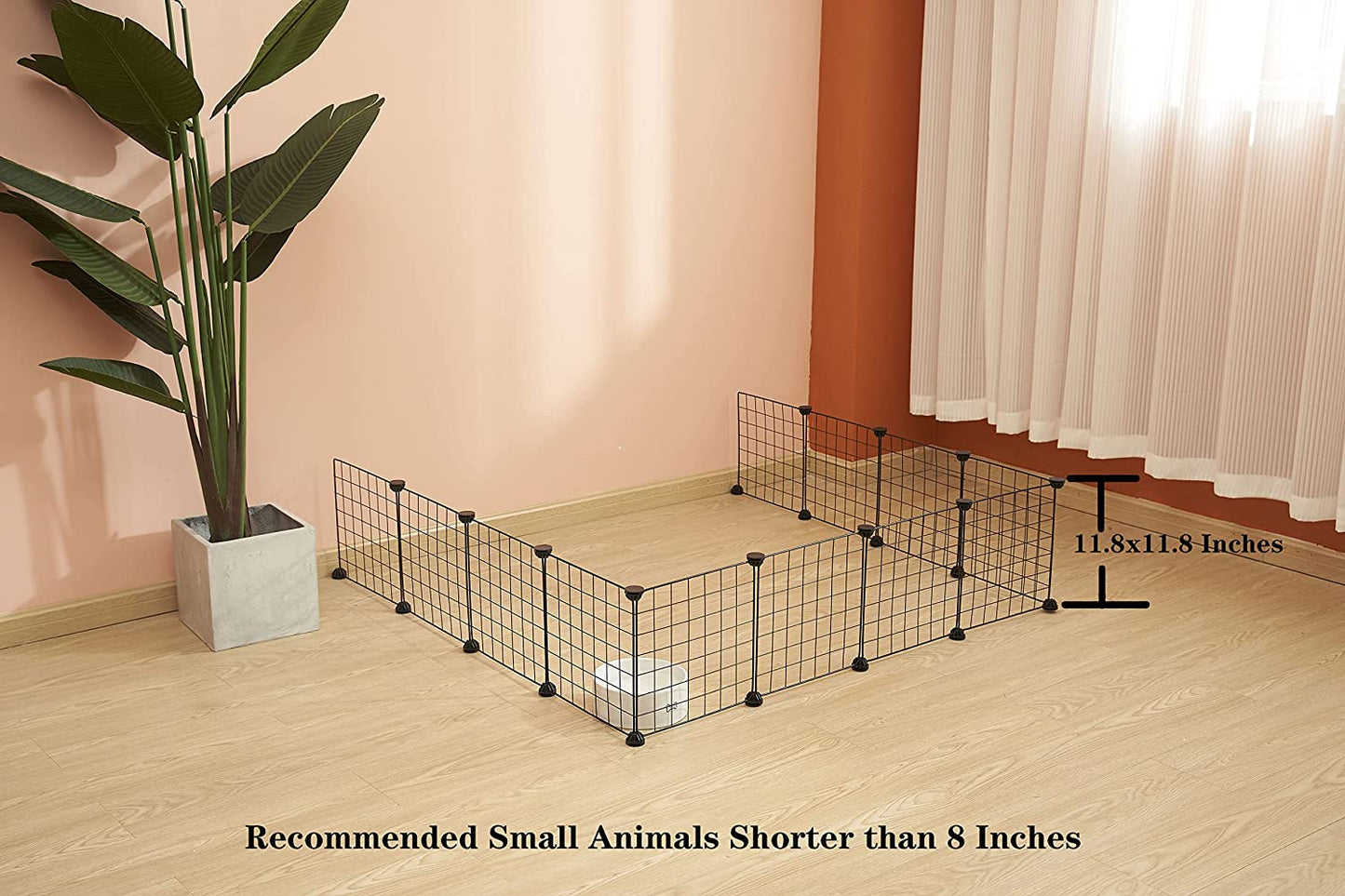 Small Animal Playpen/Cage for Indoor Outdoor Use, Portable Metal Wire Yard Fence for Guinea Pigs, Bunny, Turtle, Hamster, Blanket, 12 Panels (11.8X11.8)