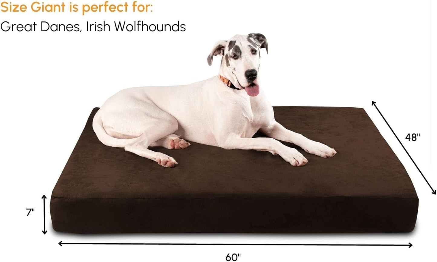 Barker Beds Sleek Giant Dog Bed (Giant, Chocolate) – 7" Thick Soft & Comfortable Orthopedic Cushion – Big Dog Bed – Durable & Washable Microsuede Cover – Made in USA