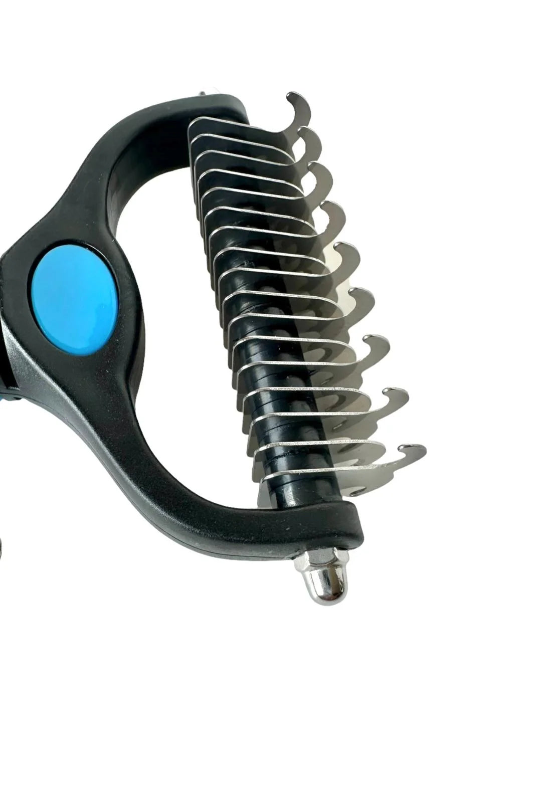 Pet Comb Stainless Steel Double-Sided Shedding Dematting Cat Dog Rake Pet Brush with Stainless Steel Dog Tag,Paw Pet Stainless (BLUE)
