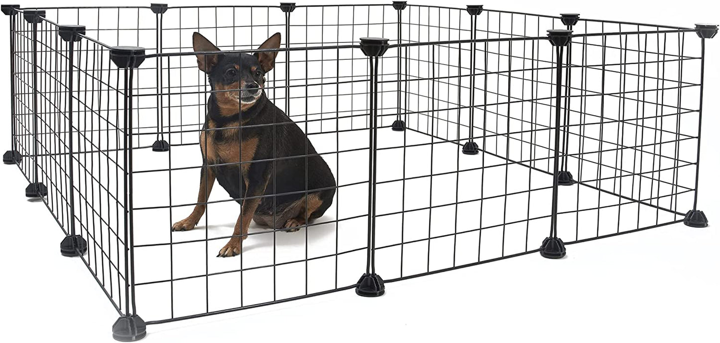 Small Animal Playpen/Cage for Indoor Outdoor Use, Portable Metal Wire Yard Fence for Guinea Pigs, Bunny, Turtle, Hamster, Blanket, 12 Panels (11.8X11.8)