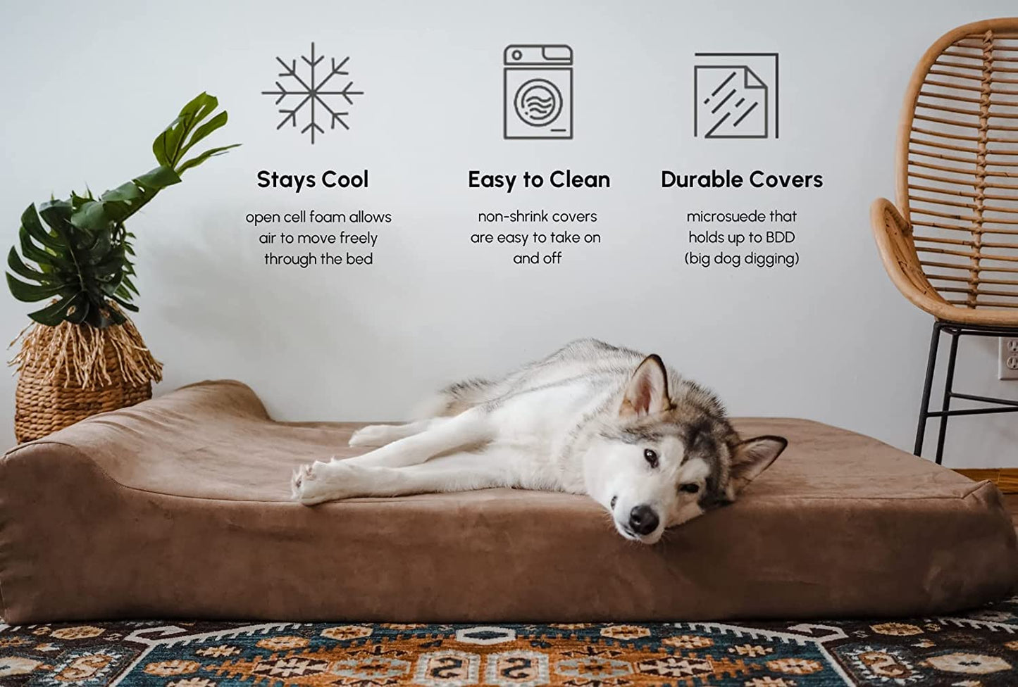 Barker Beds Sleek Giant Dog Bed (Giant, Chocolate) – 7" Thick Soft & Comfortable Orthopedic Cushion – Big Dog Bed – Durable & Washable Microsuede Cover – Made in USA