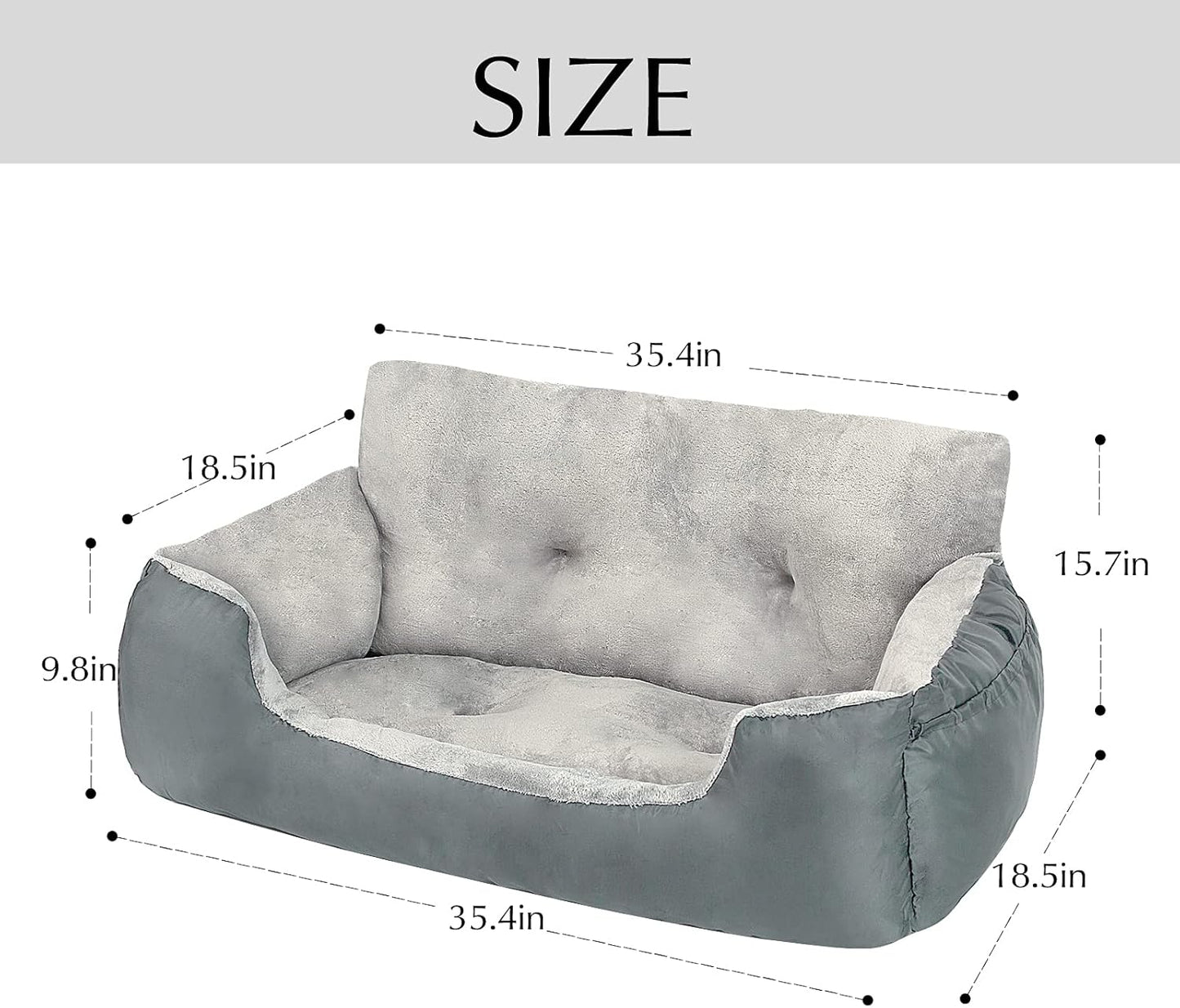 Dog Car Seat - Washable, Anti-Slip Booster for Medium Dogs up to 65 LBS, 2 Seat Belts