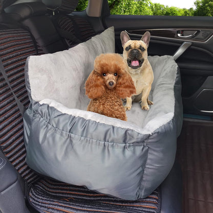 Dog Car Seat - Washable, Anti-Slip Booster for Medium Dogs up to 65 LBS, 2 Seat Belts
