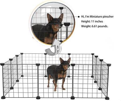 Small Animal Playpen/Cage for Indoor Outdoor Use, Portable Metal Wire Yard Fence for Guinea Pigs, Bunny, Turtle, Hamster, Blanket, 12 Panels (11.8X11.8)