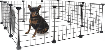 Small Animal Playpen/Cage for Indoor Outdoor Use, Portable Metal Wire Yard Fence for Guinea Pigs, Bunny, Turtle, Hamster, Blanket, 12 Panels (11.8X11.8)