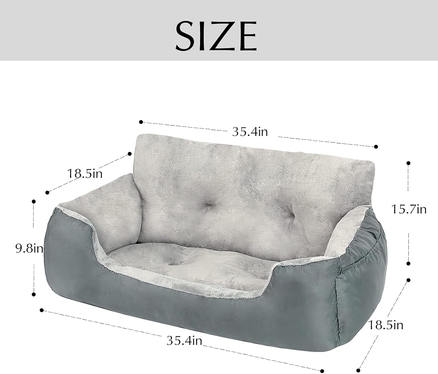 Dog Car Seat - Washable, Anti-Slip Booster for Medium Dogs up to 65 LBS, 2 Seat Belts